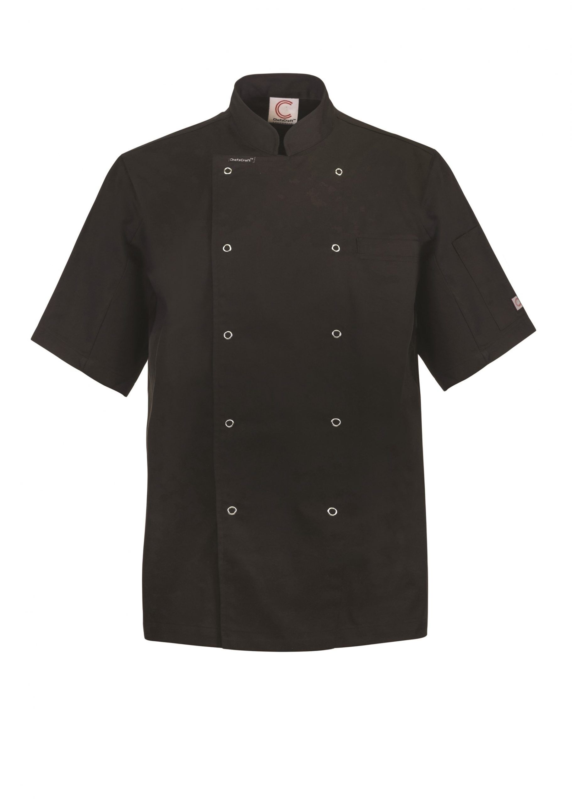 LIGHTWEIGHT EXECUTIVE SHORT SLEEVE CHEFS JACKET WITH PRESS